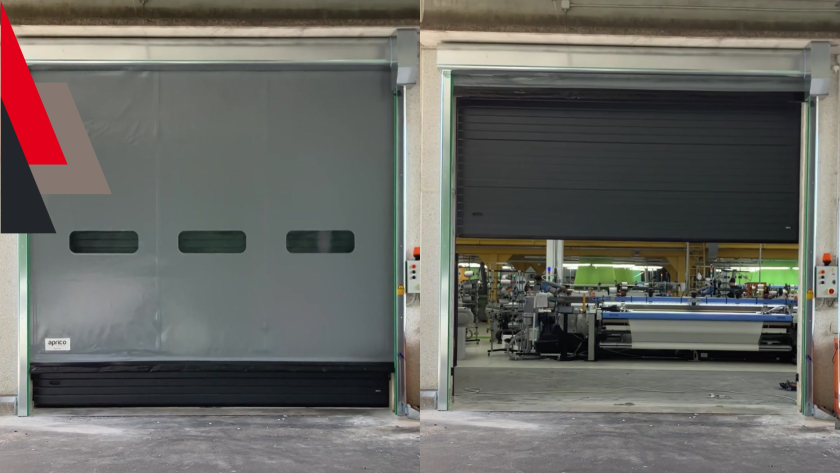 portone sezionale + porta rapida nello stesso vano