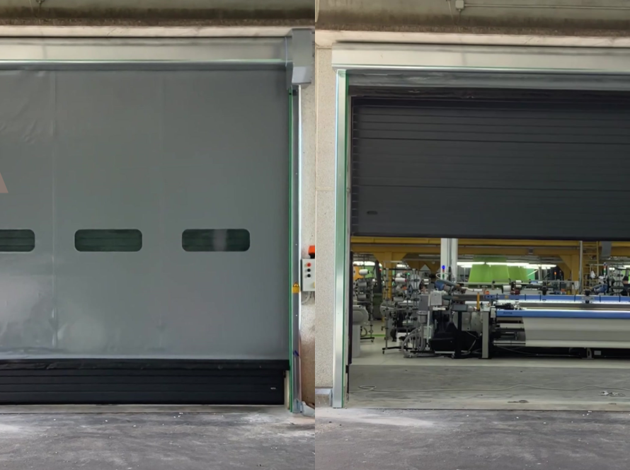 portone sezionale + porta rapida nello stesso vano